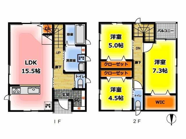 「鳥取市 卯垣３丁目 2階建 3LDK」のメイン画像