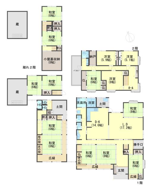 丹波市 山南町玉巻 (谷川駅) 2階建 8LDKの画像2