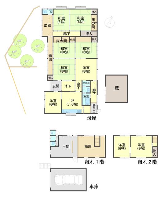 丹波市 山南町岩屋 1階建 9DKの画像2