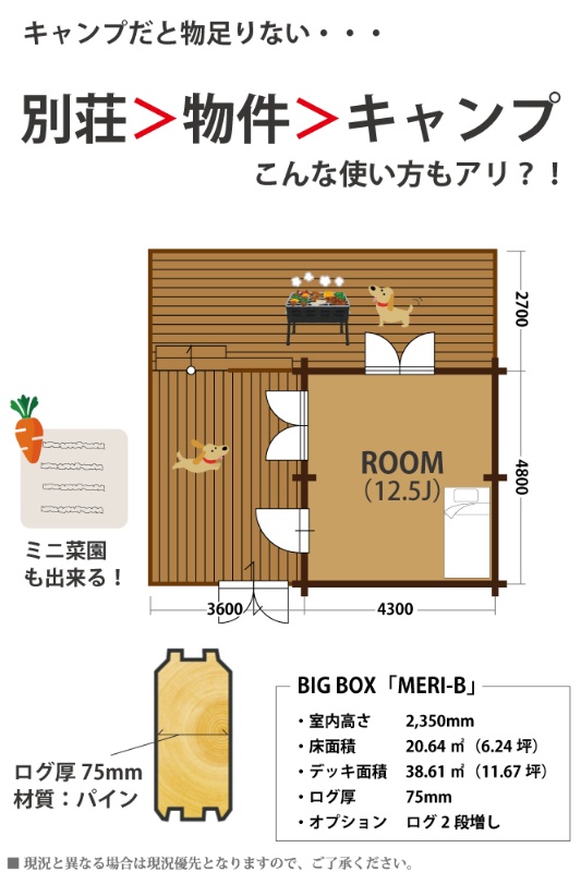 キャンプ気分で楽しむ高台のログハウス！南丹市園部町大河内の中古別荘物件の画像2