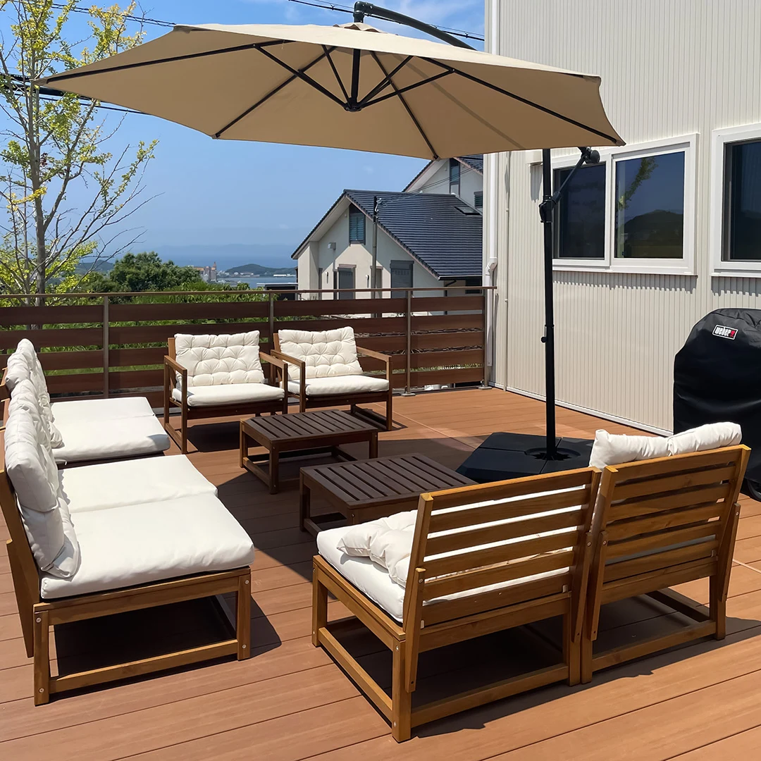 海を望む広いウッドデッキ！白浜町堅田の温泉付きリゾート別荘物件の画像7